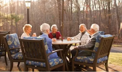Senior women sitting outdoors