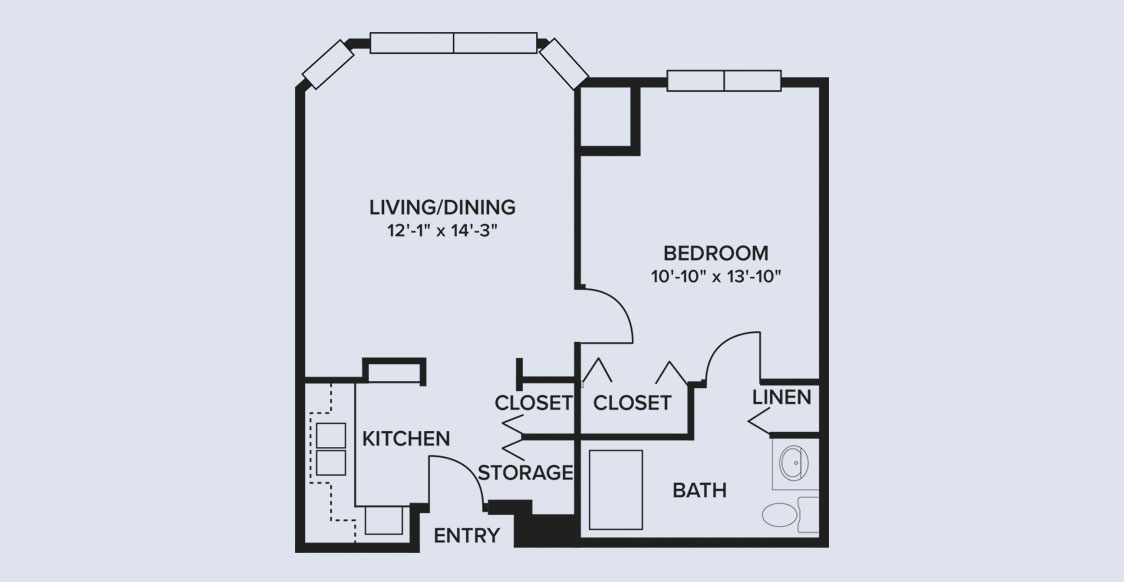 One-Bedroom B floorplan