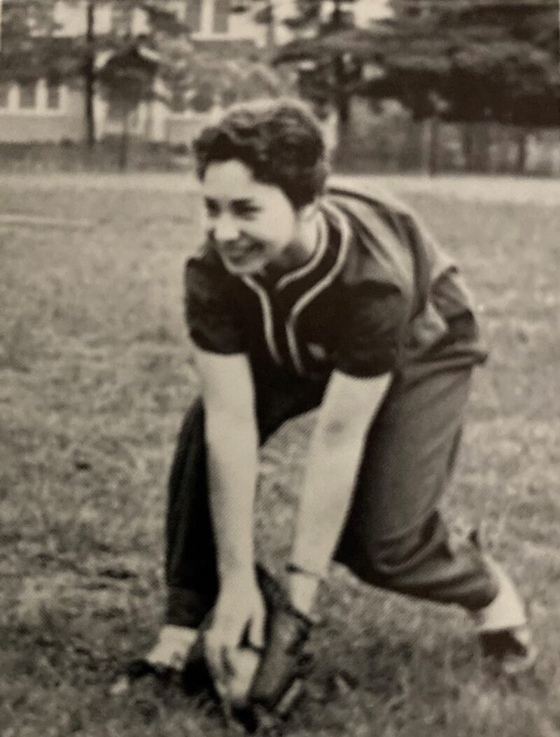 Lois Fitzgerald playing ball in high school