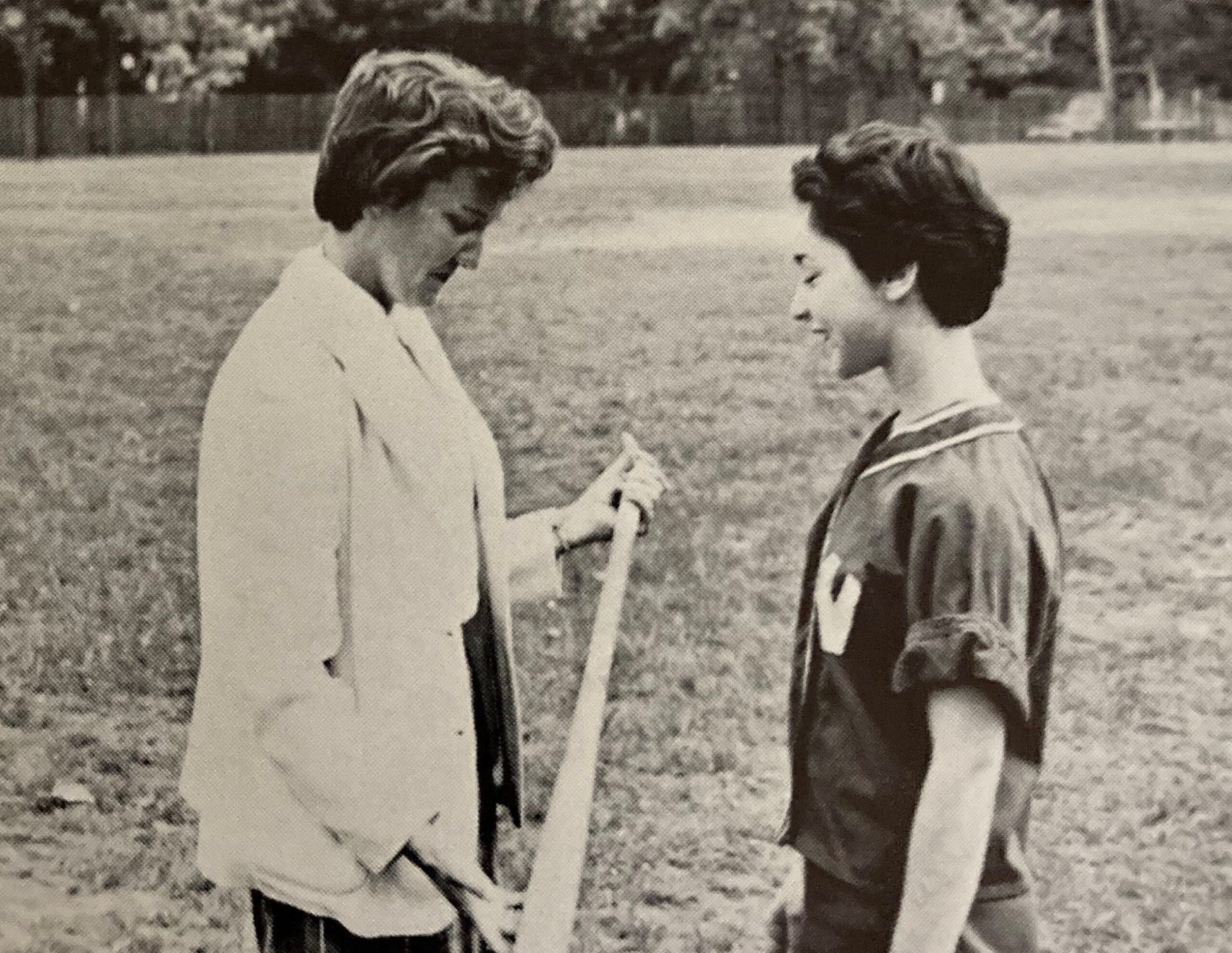 Resident Lois Fitzgerald with her high school softball coach