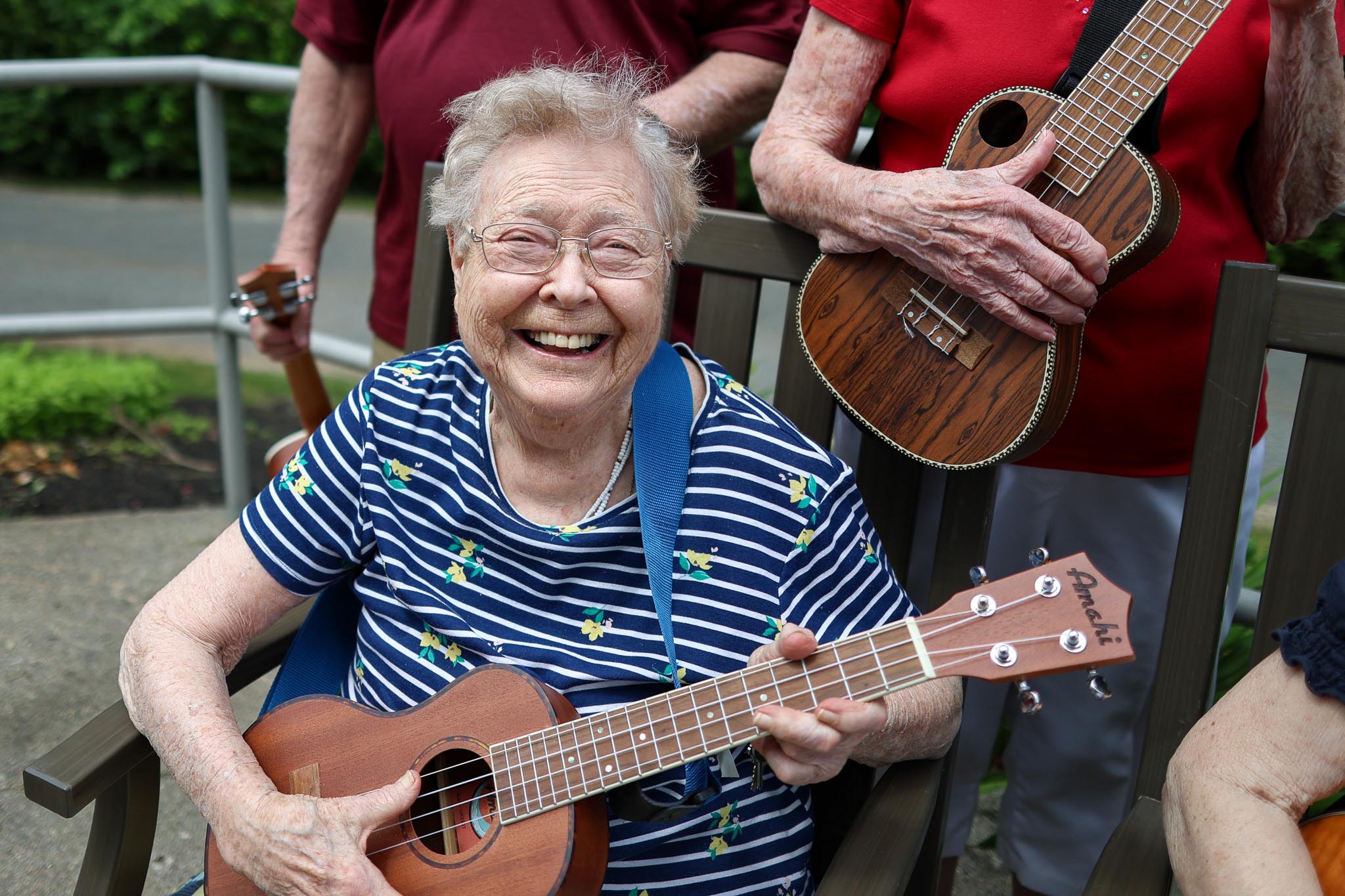 Ukulele club member smiling