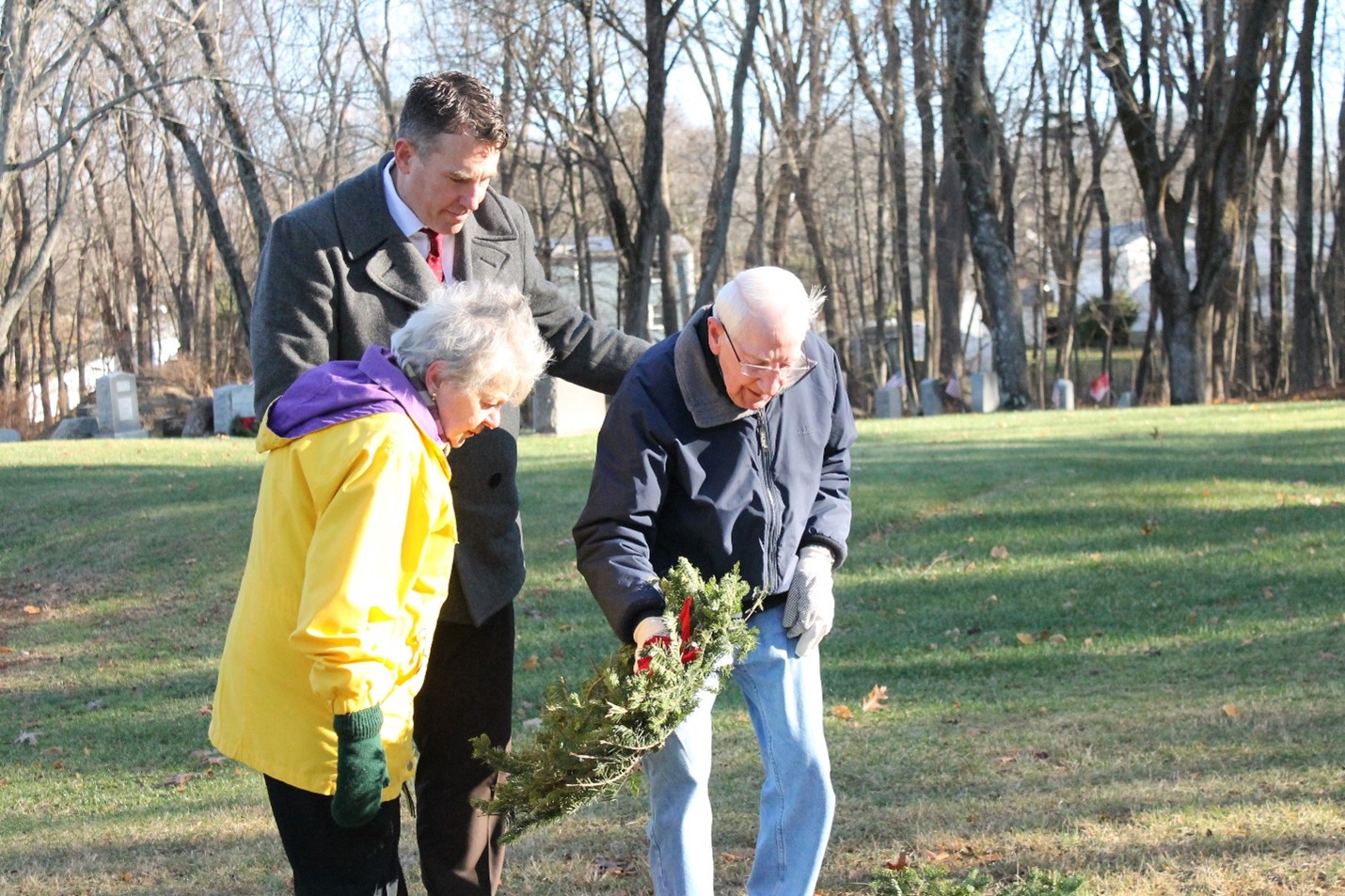 Adan Manchester, Ann Billings and veteran John Tincler