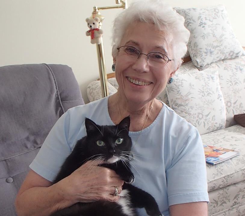 Resident Shirley with her pet cat Annabelle